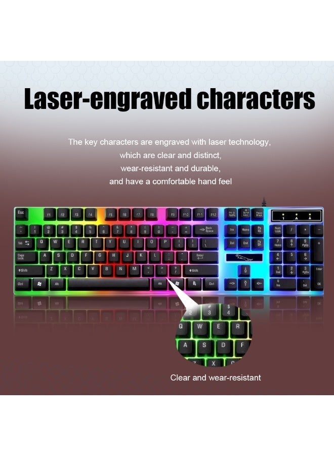 جي21 مجموعة لوحة مفاتيح وفأرة ألعاب سلكية USB G21، لوحة مفاتيح بمشكاة قوس قزح RGB وشعور ميكانيكي لأجهزة الكمبيوتر والألعاب والمكاتب - Image 5