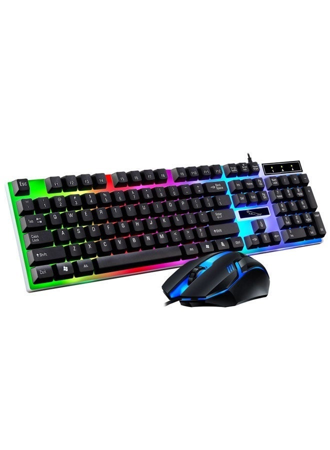 جي21 مجموعة لوحة مفاتيح وفأرة ألعاب سلكية USB G21، لوحة مفاتيح بمشكاة قوس قزح RGB وشعور ميكانيكي لأجهزة الكمبيوتر والألعاب والمكاتب - Image 1