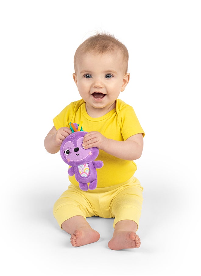 Bright Starts - Jingle Joy Reach & Rattle Toy for Stroller - Purple Sloth with Chime Sounds - Image 1