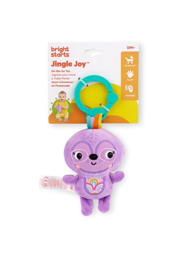 Bright Starts - Jingle Joy Reach & Rattle Toy for Stroller - Purple Sloth with Chime Sounds - Image 1