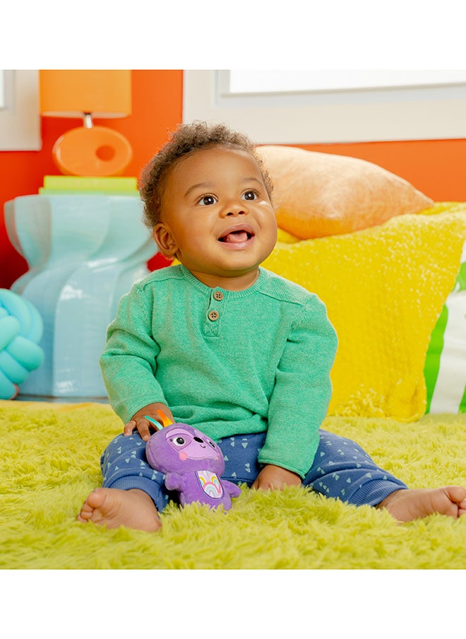 Bright Starts - Jingle Joy Reach & Rattle Toy for Stroller - Purple Sloth with Chime Sounds - Image 1