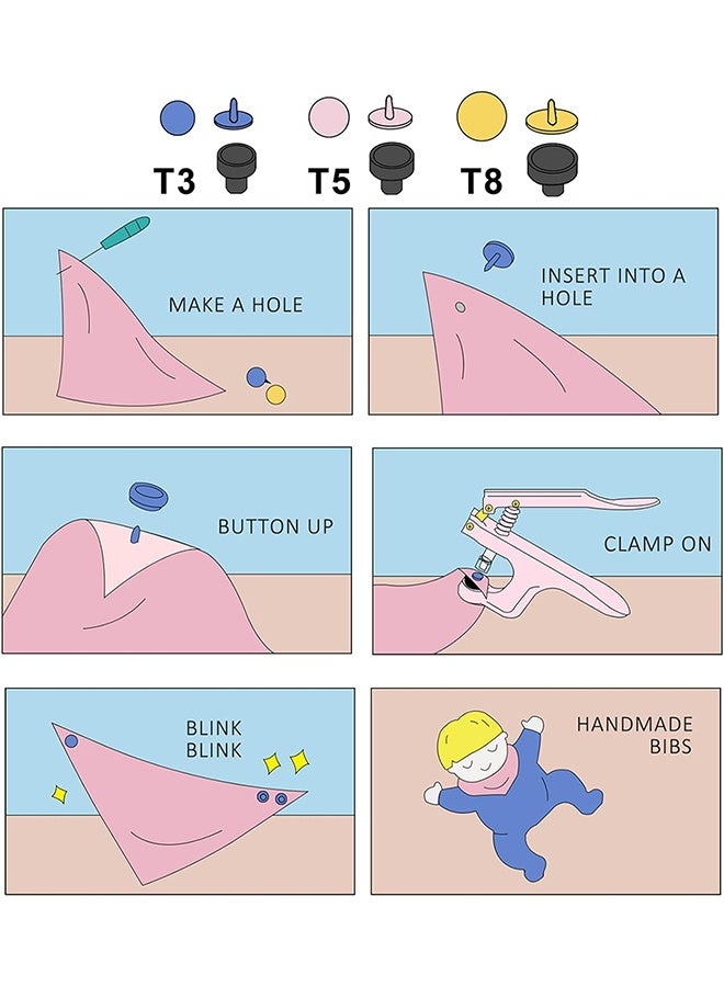 Plastic Snap Pliersg, Hand-held Pliers Tool for T3 T5 T8 KAM Snaps, Button Fastener Press Attacher Punchfor Crafts Clothing - Image 2