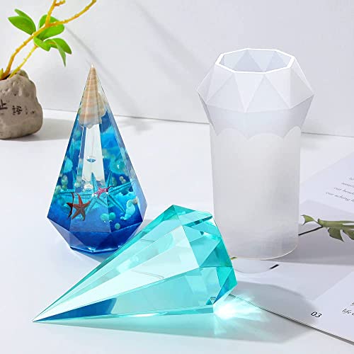 RESINWORLD Faceted Ring Cone Resin Mold Silicone, Diamond Shaped Ring Holder Molds for Resin Casting, Pyramid Silicone Molds for Epoxy Resin, Wedding Decor, Engagement Gift - Image 5