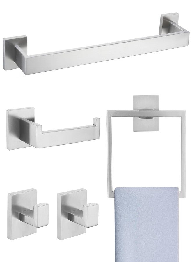 TNOMS Brushed Nickel 5-Piece Bathroom Hardware Accessories Set-Towel Bar & Holder Set for Bathroom, SUS304 Stainless Steel Bathroom Accessories Set Wall Mounted,16-Inch - Image 1