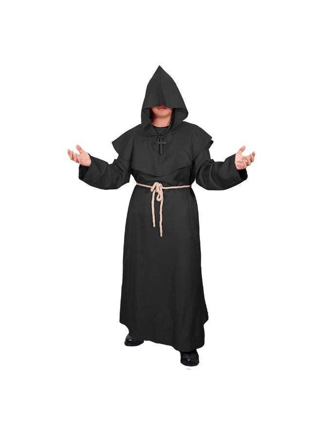 NIBEMINENT Halloween costumes, medieval monk robes, monk robes, wizard robes, priest robes, and a complete set of shawls - Image 1