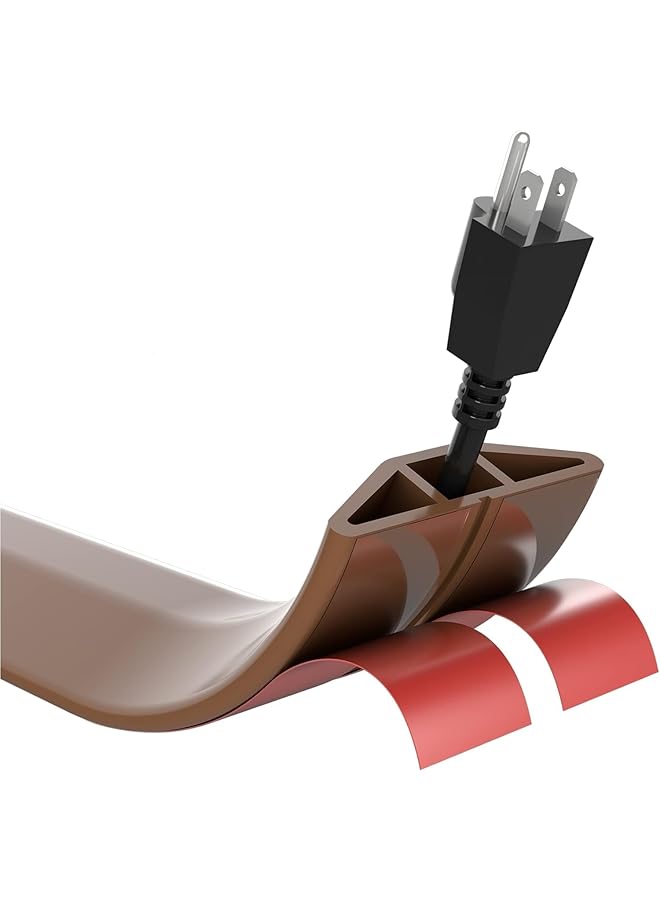promass 1 Pcs Floor Cord Cover, Cord Covers for Wires on Floor, Self-Adhesive Extension Cable Cover Power Cord Protector Floor, Cable Management Hide Cords on Floor (Brown, 13.1 Ft)