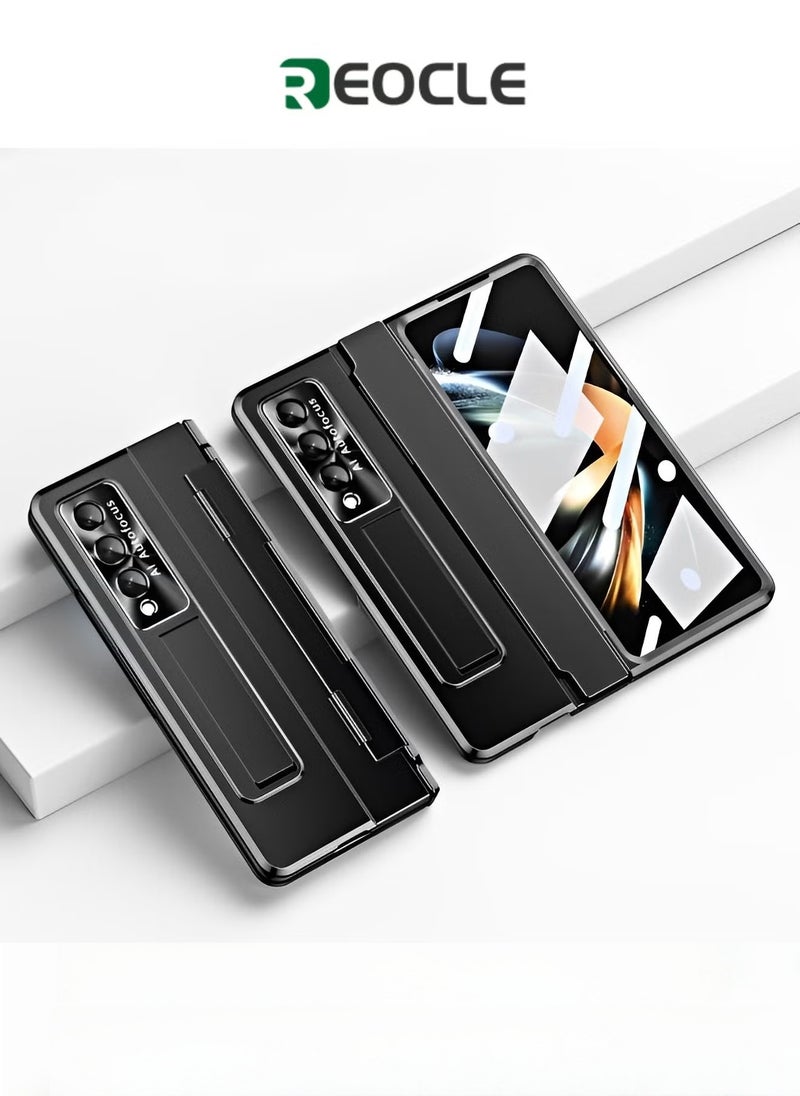 REOCLE Phone Case Phone Cover with Screen Protector Transparent Frosted Stand Hinge Phone Case for Samsung Galaxy Z Fold 3 - Image 1