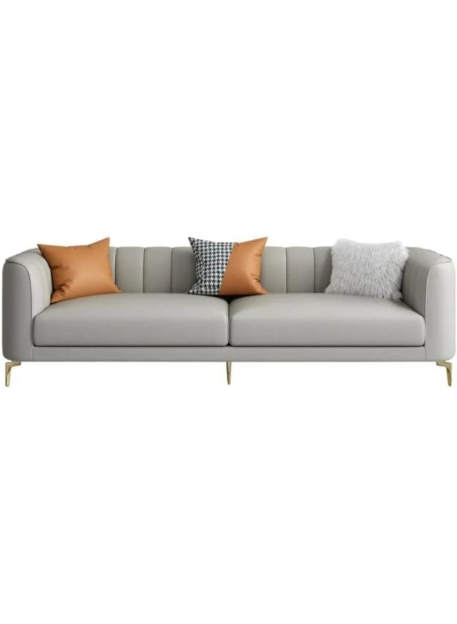 Comfynest طقم أريكة بذراعين رمادي حديث 3+1+2 أثاث غرفة المعيشة أريكة جلدية منزلية - Image 3