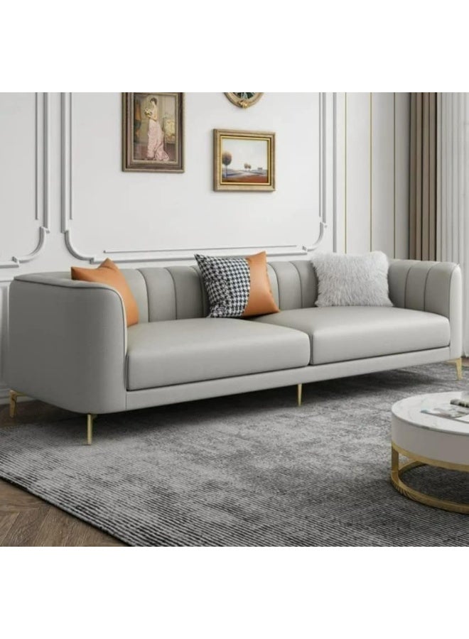 Comfynest طقم أريكة بذراعين رمادي حديث 3+1+2 أثاث غرفة المعيشة أريكة جلدية منزلية - Image 2