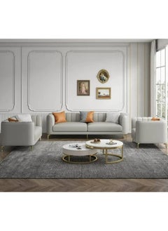 Comfynest Modern Grey Armchair Sofa set 3+1+2 Furniture Living Room Home Leather Sofa  - Image 1