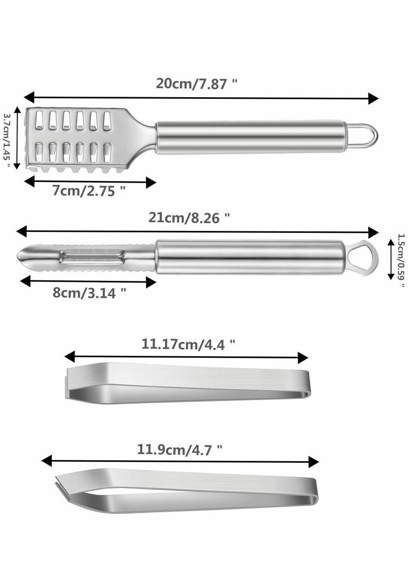 NIBEMINENT 4 Pieces Fish Tweezers for Bone Scaler Removers, Japanese Tools Scale Remover Non Slip Stainless Steel Brush Remover, Chef Fishermen Home Cooks  - Image 5