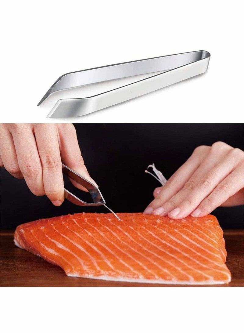 NIBEMINENT 4 Pieces Fish Tweezers for Bone Scaler Removers, Japanese Tools Scale Remover Non Slip Stainless Steel Brush Remover, Chef Fishermen Home Cooks  - Image 4