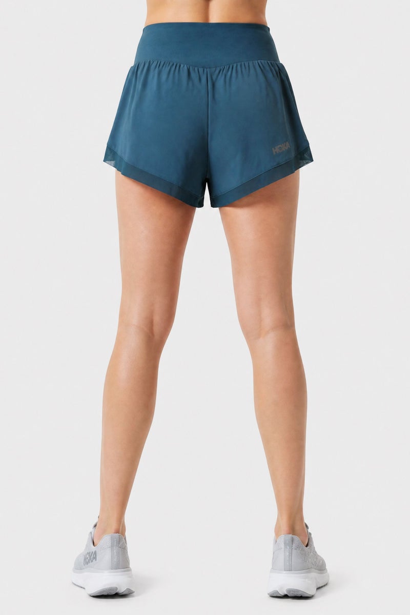 Hoka Women 4 Inseam Sportswear Fit Running Shorts, Teal Blue - Image 4
