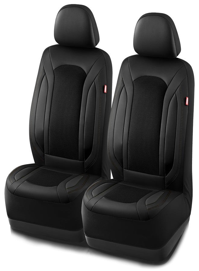 Rubbermaid Leather Mesh Car Seat Covers, Breathable Air Mesh Front Seat Cover, Universal Fit Slip-on Design, Airbag Compatible, Automotive Seat Protector for Most Cars, SUVs, Trucks, Vans-Black