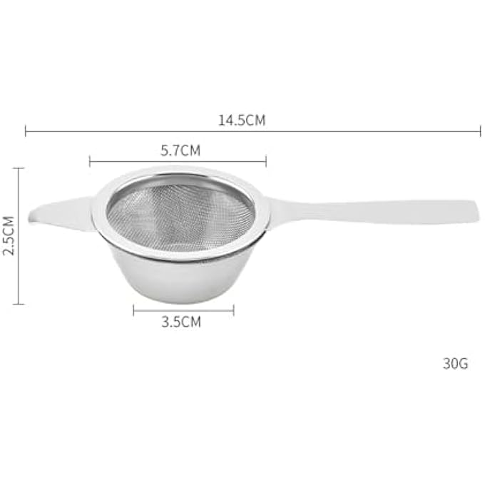 ريحني فلتر شاي، مصفاة شاي شبكية دقيقة من الفولاذ المقاوم للصدأ مع وعاء تنقيط، منخل طهي، مناخل ومصافي شاي أوراق سائبة بمقبض غير قابل للانزلاق لغربلة المكونات الجافة والدقيق والمعكرونة والأرز والشاي - Image 3