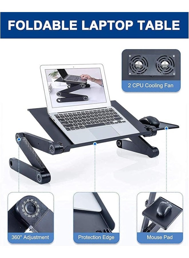 مكتب لابتوب قابل للتعديل بتصميم قابل للطي مع مساحة للفأرة، حامل لابتوب محمول للسرير، طاولة عمل مريحة للقراءة والدراسة والعمل اليومي - Image 4