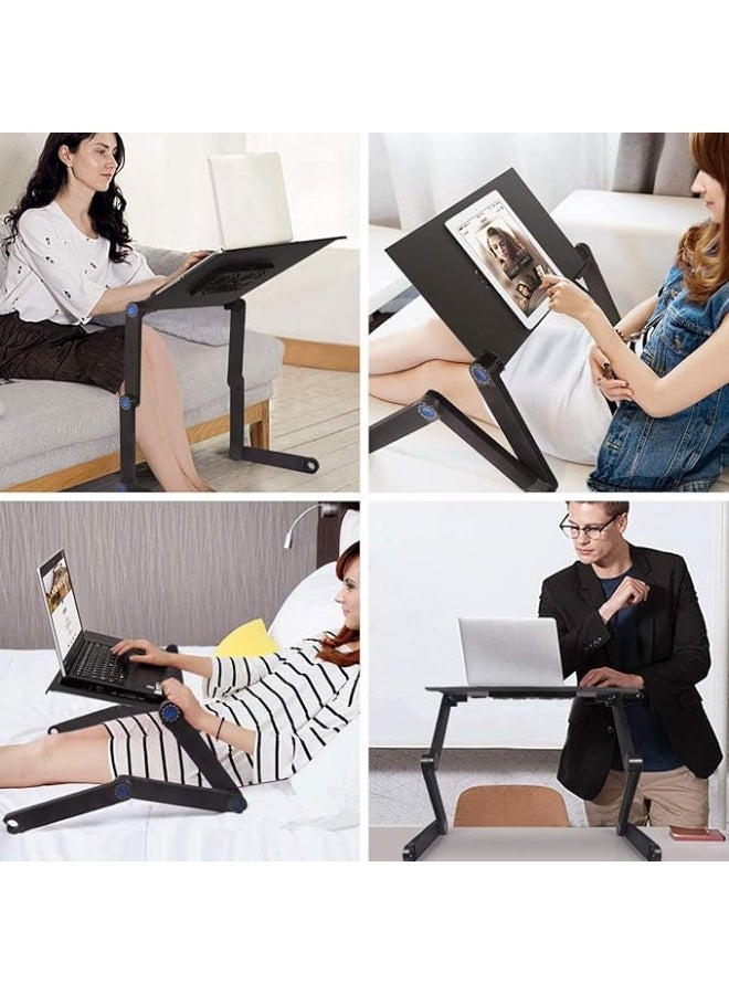 مكتب لابتوب قابل للتعديل بتصميم قابل للطي مع مساحة للفأرة، حامل لابتوب محمول للسرير، طاولة عمل مريحة للقراءة والدراسة والعمل اليومي - Image 2