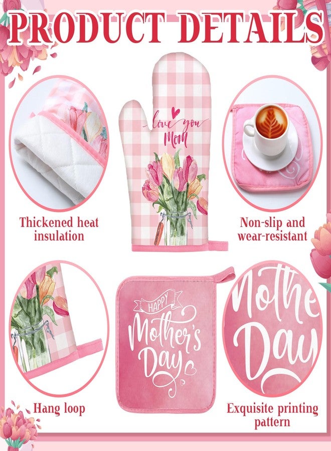 Fourluoo 10 Pcs Mothers Day Kitchen Decor Set Kitchen Towels and Rugs Oven Mitts and Pot Holders Farmhouse Decor for Mom Gift Cooking Baking Grilling - Image 5
