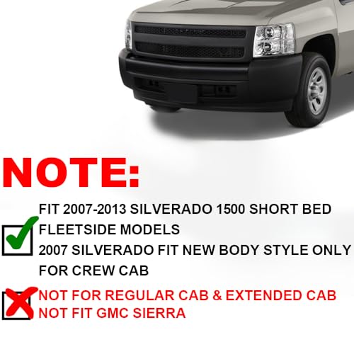 GPLUS G-PLUS Fender Flares, Compatible with Chevy Silverado 1500 2007-2013 Fleetside 69.3" Short Bed Crew Cab (Only Fit 2007 Silverado New Body Style, Not Fit GMC models) Textured Protector Cover - Image 2