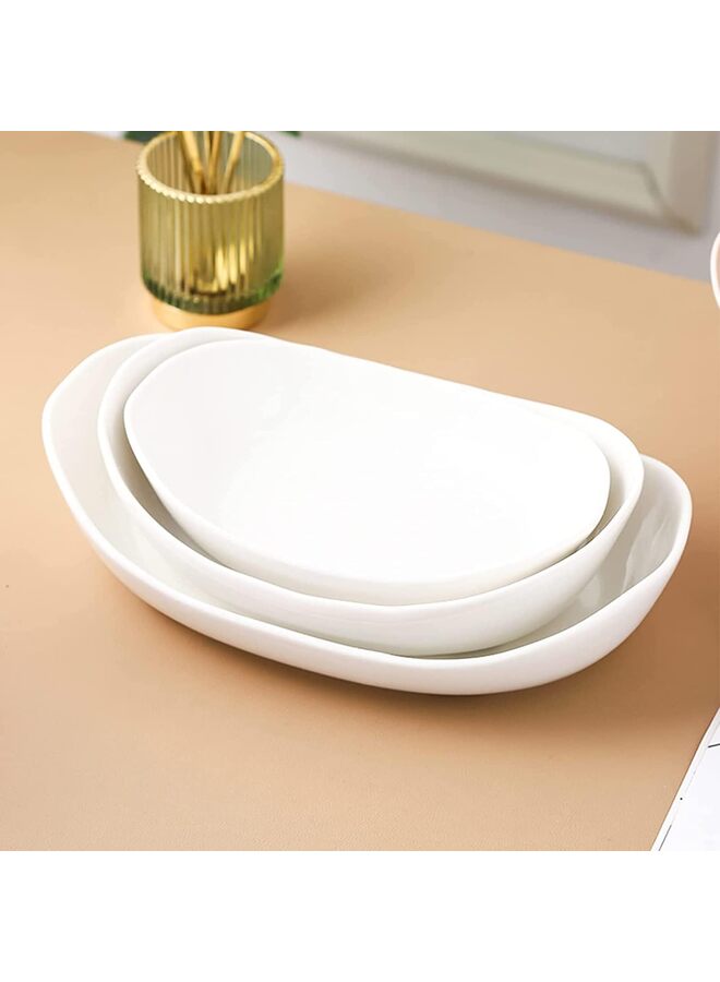 3 Tier Ceramic Fruit Bowl With Bamboo Wood Stand for Kitchen Counter,Porcelain Fruit Basket for Vegetable Storage,White?12.9×5.7inch - Image 3