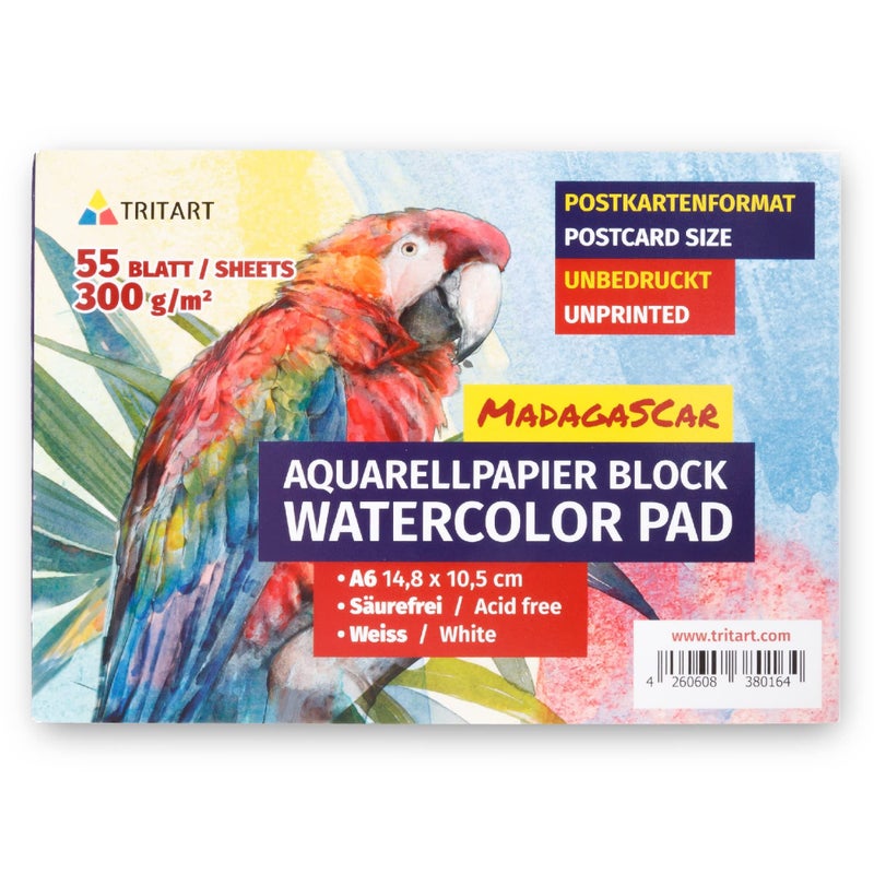 Tritart Watercolour Paper A6 300gsm  Professional Artists Water Colour Pad with 55 Sheets  Art Paper for Mixed Media  Acrylic Oil Gouache Pastels Paint  Sketch Drawing