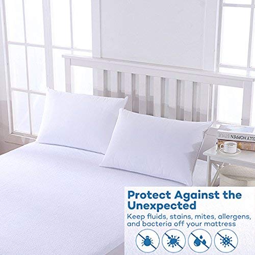 Lithara Terry Cotton Fitted Mattress Protector for King Size Bed | Waterproof & Elastic Band | Ultra Soft & Hypoallergenic Mattress Cover | Size : 84 x 72 Inches (7 x 6 Feet) | (White) - Image 5