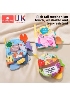 Generic Cloth Book Early Education Baby Tear Can't Bite Three-dimensional Tail Book 6 Months Baby Early Education Cognitive Toys-Colour:[3 Big Cloth Books] Ocean + Forest + Farm Animals  - Image 4