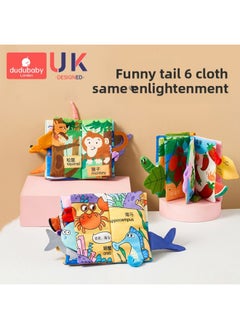 Generic Cloth Book Early Education Baby Tear Can't Bite Three-dimensional Tail Book 6 Months Baby Early Education Cognitive Toys-Colour:[3 Big Cloth Books] Ocean + Forest + Farm Animals  - Image 2