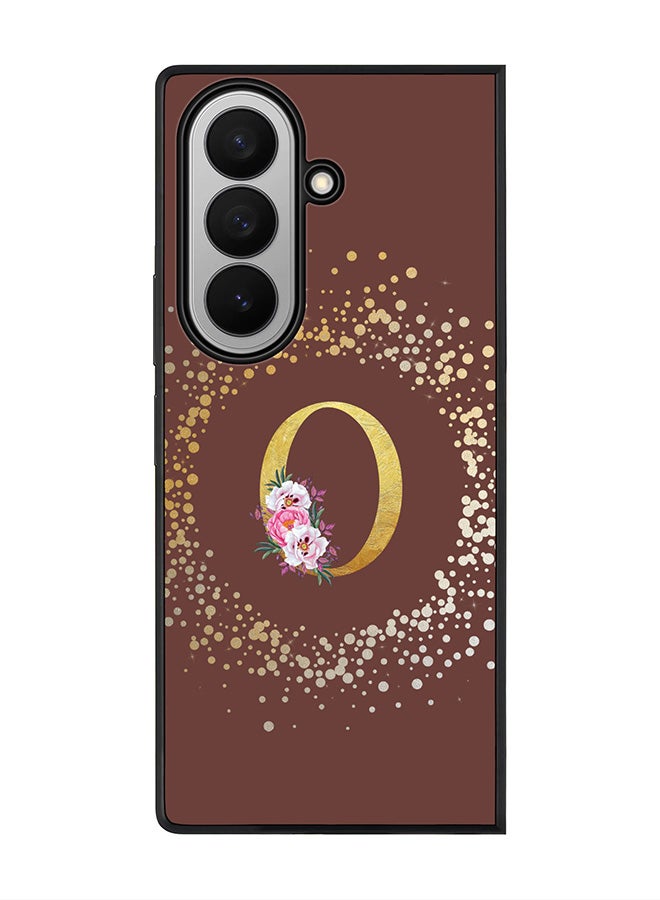 For Samsung Galaxy Z Fold7 Case,Slim fit Camera Protection, Shockproof Thin Phone cover  - Custom Monogram Floral - O  (Brown )