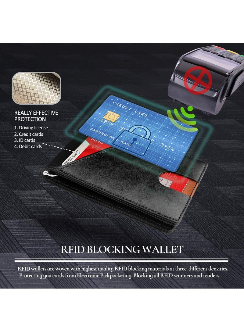 SYOSI Slim Wallets for Men RFID Blocking Bifold Front Pocket Credit Card Holder for Men Minimalist Wallet with Gift Box (Black)  - Image 5