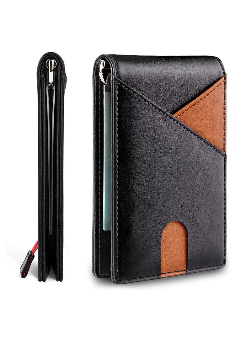 SYOSI Slim Wallets for Men RFID Blocking Bifold Front Pocket Credit Card Holder for Men Minimalist Wallet with Gift Box (Black)  - Image 1