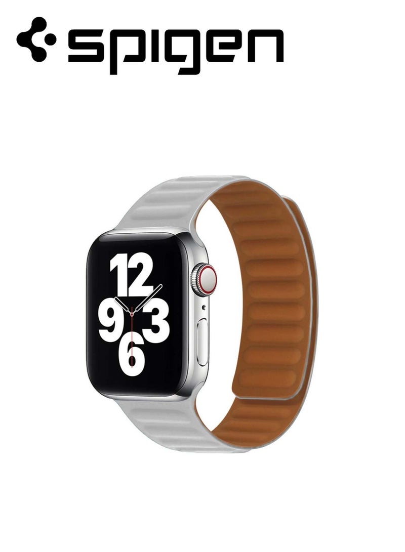 Spigen High Quality Silicone Magnetic Suction Watch Band for Apple Watch 42mm 44mm 45mm 49mm Compatible with Ultra 1,2 Series 9,8,7,6,5,4,3,2,1 - White - Image 1