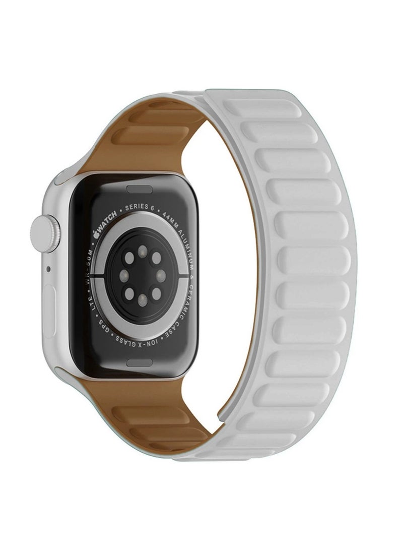 Spigen High Quality Silicone Magnetic Suction Watch Band for Apple Watch 42mm 44mm 45mm 49mm Compatible with Ultra 1,2 Series 9,8,7,6,5,4,3,2,1 - White - Image 2