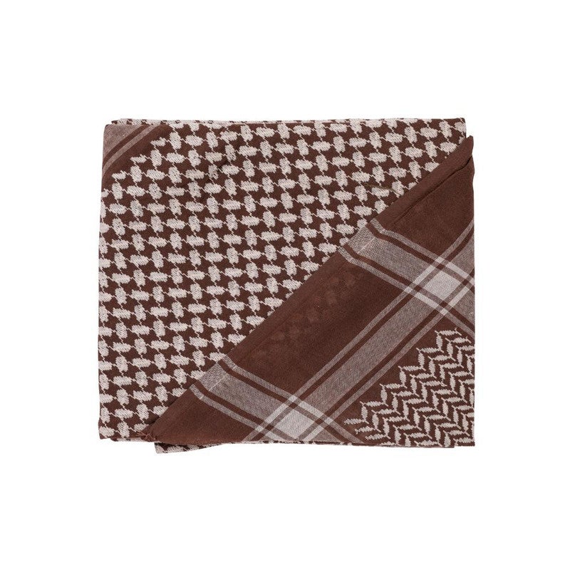 اليرموك شماغ الكوفية التقليدي - حجاب عربي خفيف الوزن من القطن للرجال والنساء (بني وأبيض) - Image 1