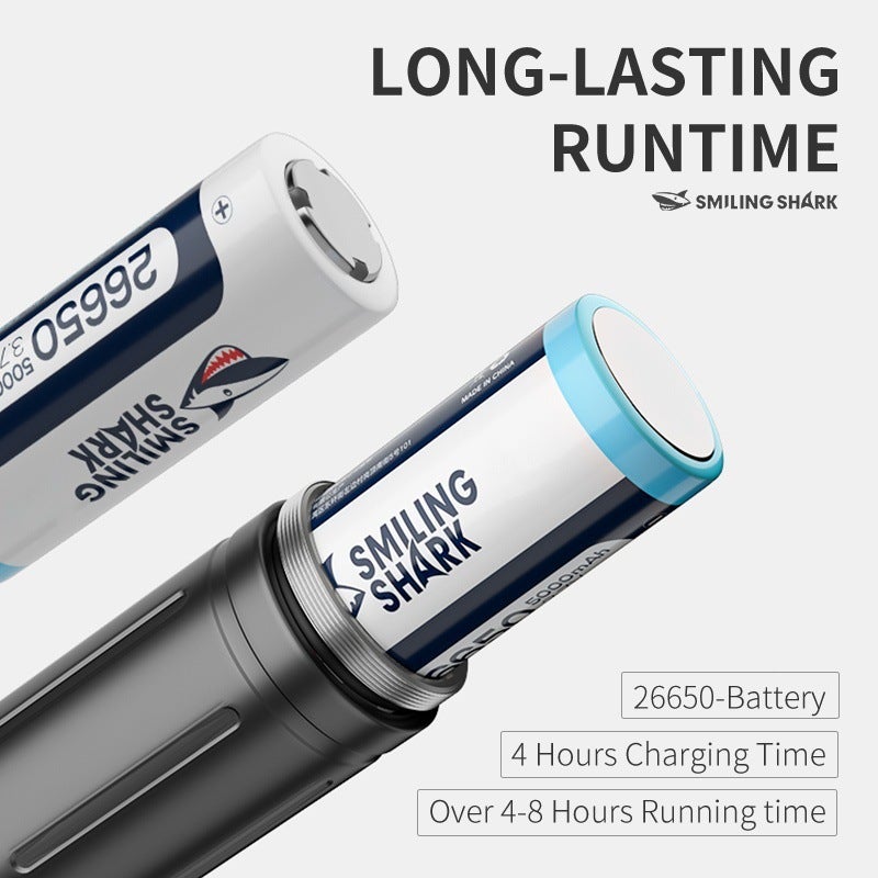 SMILING SHARK Rechargeable Outdoor Luminous Zoom Long Range Flashlight - Image 4