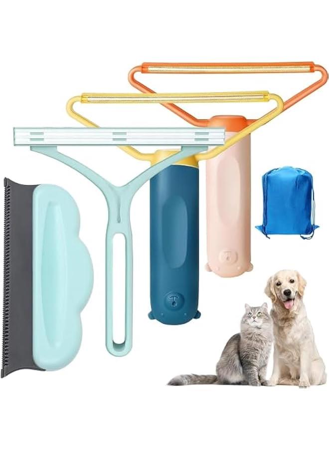 رينكس أداة إزالة شعر الحيواات الأليفة والكلا ع الأريكة، فعالة وقالة لإعادة الاستخدام وماسة للسيارة والسجاد والأثاث م الميكاكوز، 4 قطع - Image 1