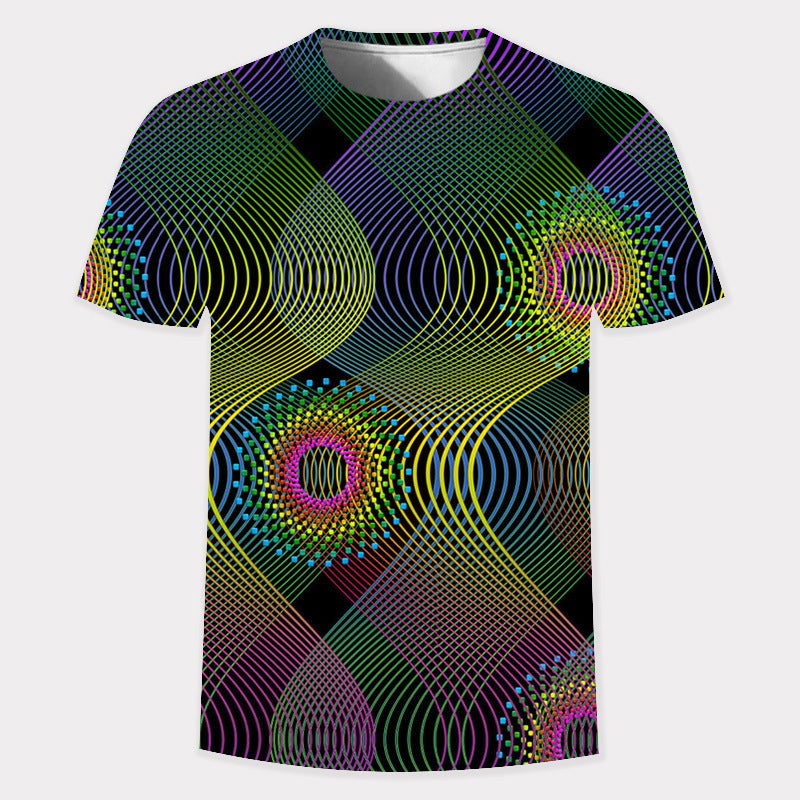 2023 Smart Color Vortex 3D Digital Printing Youth Trend T-Shirt To Map-System - Image 1