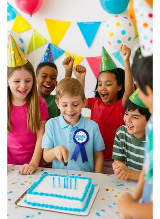 Stylish Birthday Boy Badge | Party Wear Button Badge for Kids Birthday Celebration - view 2