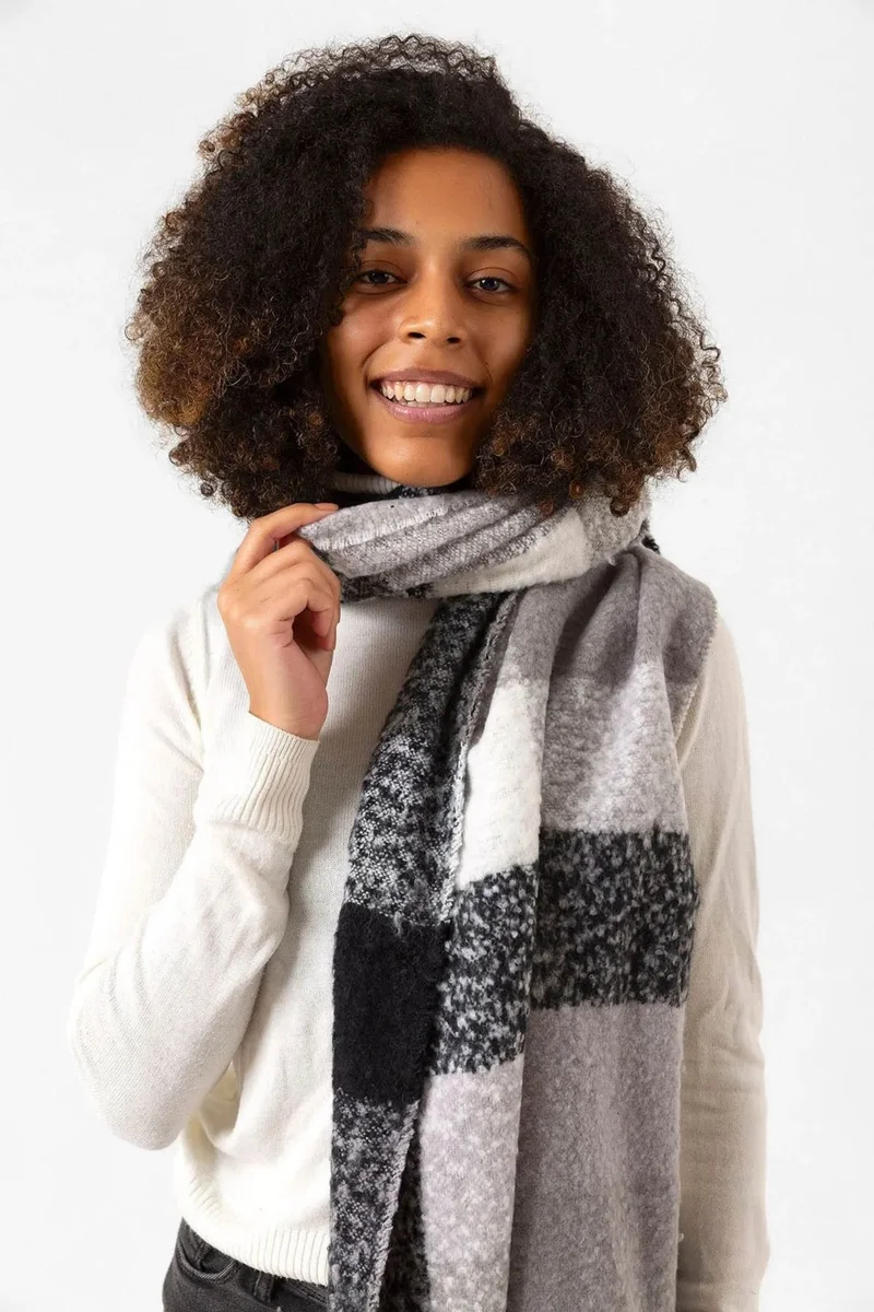ريمسا Tassel Boucle Scarf Shawl 44X195 cm 1283 Black