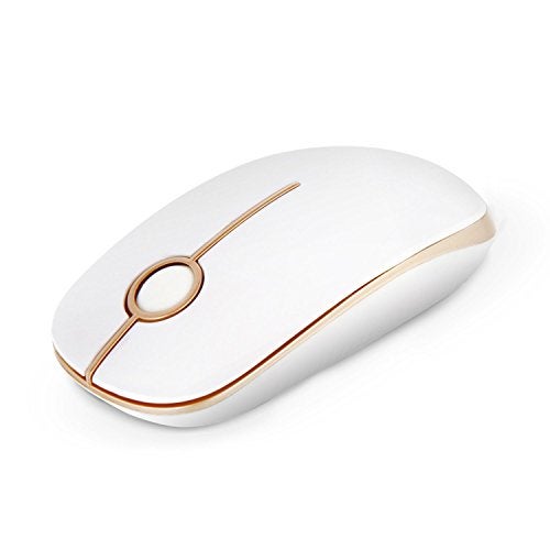 VssoPlor Wireless Mouse, 2.4G Slim Portable Computer Laptop Mouse with Nano Receiver Quiet Silent Optical Mice for Notebook, PC, Laptop, Computer-White and Gold - Image 1