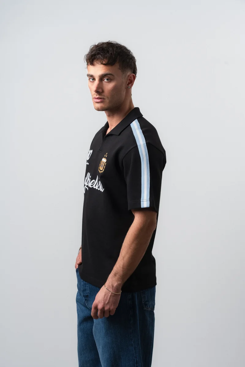 RESPIRE Men's Argentina Retro Jersey T-Shirt Black