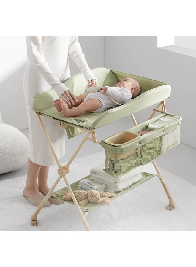 Babycare بيبي كير - طاولة تغيير للأطفال - إطار قوي وقابل للطي مع أدراج جانبية - وردي - Image 5