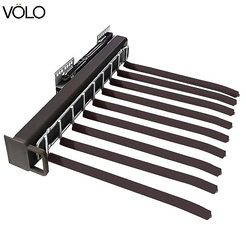 HYDERON Pull Out Pants Rack -Steel Hangers - Clothes Organiser Storage Bar Pants Slide Out Rack Trousers Rack for Wardrobe Organization. Colour: Mocha (Side Mounted Trouser Rack), 1 Set - Image 5