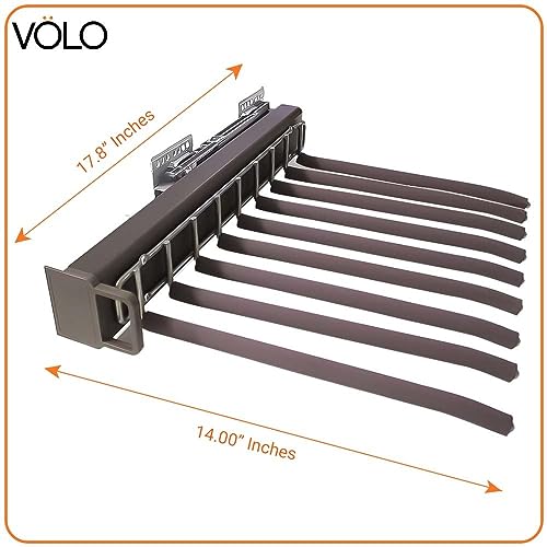 HYDERON Pull Out Pants Rack -Steel Hangers - Clothes Organiser Storage Bar Pants Slide Out Rack Trousers Rack for Wardrobe Organization. Colour: Mocha (Side Mounted Trouser Rack), 1 Set - Image 2
