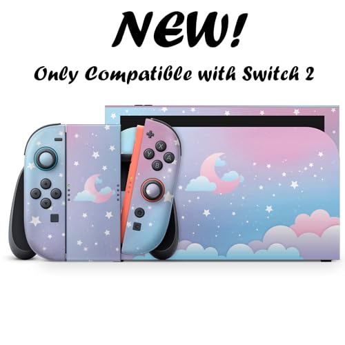 Tacky Design Clouds Skin Compatible with Nintendo Switch 2 Skin Wrap Cover, Blue Kawaii wrap for Nintendo Switch 2 Cover, Premium 3M Vinyl (Switch 2 (2025)) - Image 3