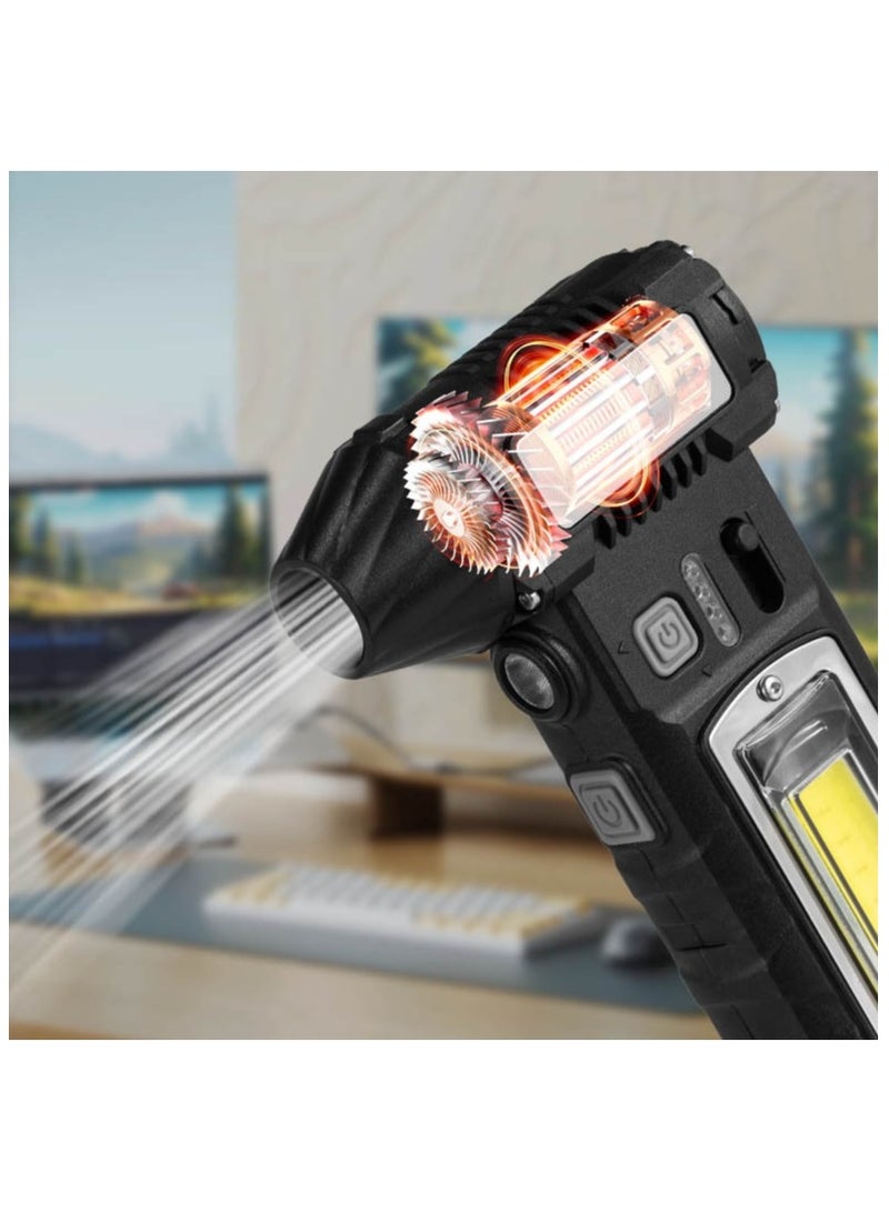 BlueFire Upgraded 130,000 RPM Mini Turbofan F020 Super Fan – High-Speed Cordless Handheld Fan with 5000mAh Battery, 4 Nozzles, Emergency Seat Belt Cutter, Magnetic Base, Dual LED Front & Side Lights – Portable Air Blower and Suction Cleaner for Car Detailing, Home, Office, Camping & Outdoor Use – Lightweight 303g Compact Multifunctional Tool with 4-Speed Touch Control, USB-C Fast Charging – ABS & Metal Durable Construction - Image 3