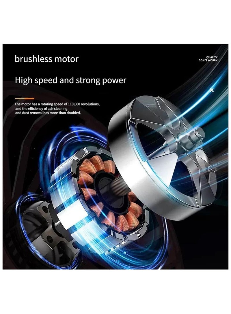 BlueFire Upgraded 130,000 RPM Mini Turbofan F020 Super Fan – High-Speed Cordless Handheld Fan with 5000mAh Battery, 4 Nozzles, Emergency Seat Belt Cutter, Magnetic Base, Dual LED Front & Side Lights – Portable Air Blower and Suction Cleaner for Car Detailing, Home, Office, Camping & Outdoor Use – Lightweight 303g Compact Multifunctional Tool with 4-Speed Touch Control, USB-C Fast Charging – ABS & Metal Durable Construction - Image 4