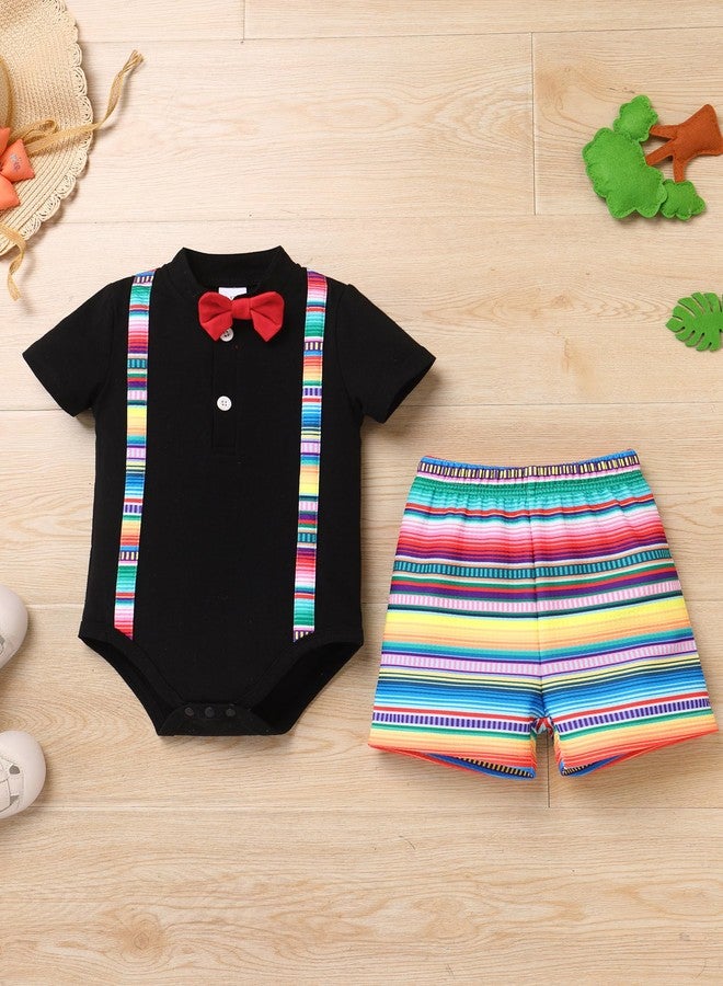 IMEKIS Mexican Dress Outfit for Boy: Baby Fiesta 1st Birthday Smash Cake Photoshoot Newborn Toddler Infant Cinco De Mayo Shirts Romper Shorts Day of the Dead Party Black 12-18 Months - Image 2