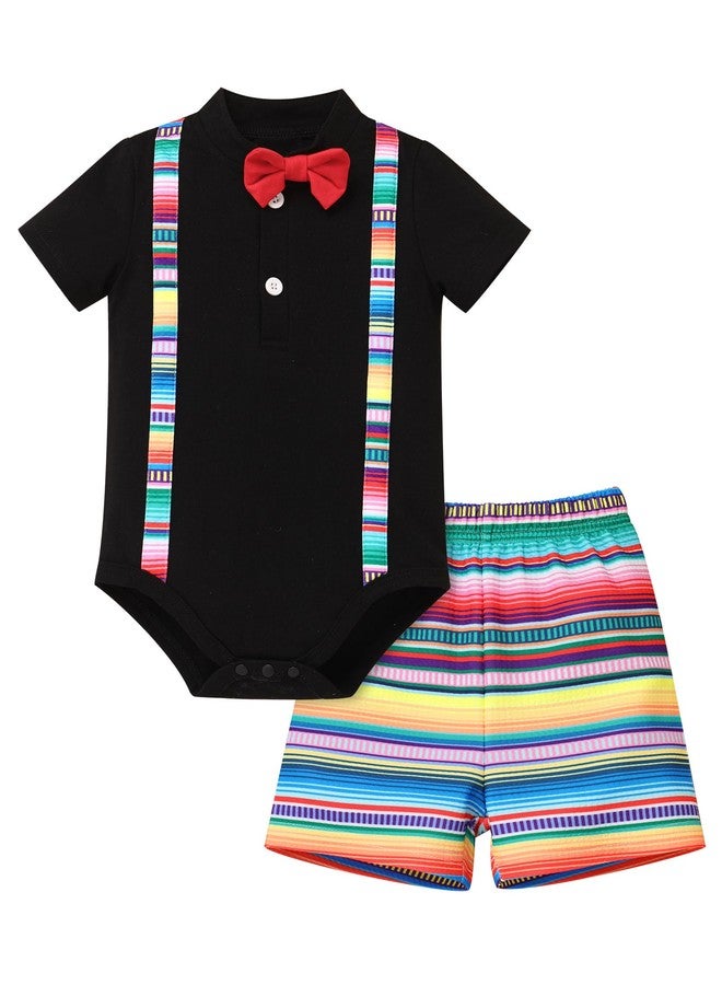 IMEKIS Mexican Dress Outfit for Boy: Baby Fiesta 1st Birthday Smash Cake Photoshoot Newborn Toddler Infant Cinco De Mayo Shirts Romper Shorts Day of the Dead Party Black 12-18 Months - Image 1