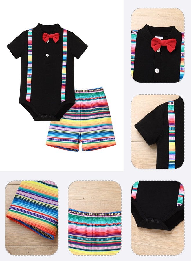 IMEKIS Mexican Dress Outfit for Boy: Baby Fiesta 1st Birthday Smash Cake Photoshoot Newborn Toddler Infant Cinco De Mayo Shirts Romper Shorts Day of the Dead Party Black 12-18 Months - Image 4